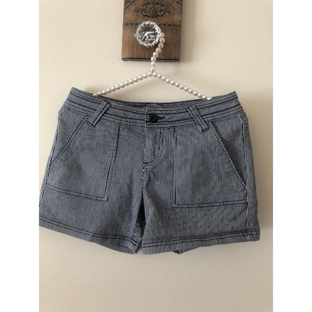 Prana Womens Size 2 Blue White Stripe Shorts 4.5" Inseam